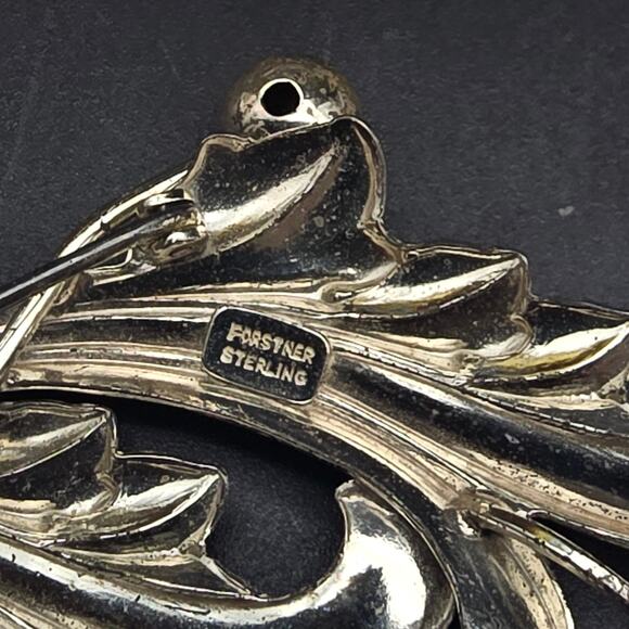 Forstner Sterling Weeping Flower Leaf Brooch Vintage Jewelry - Picture 5 of 7